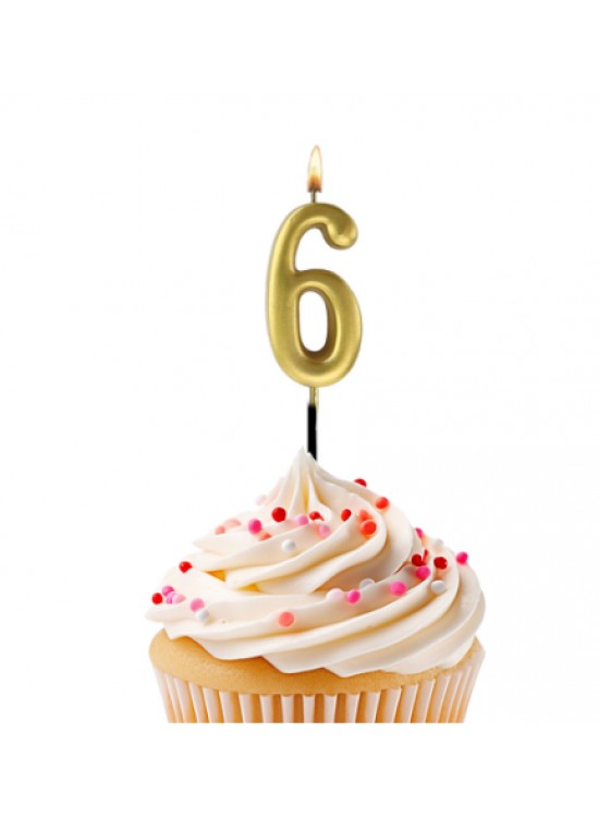 Kikajoy Rakam Mum 7cm Altın 6 Kikajoy Rakam Mum 7cm Altın 6