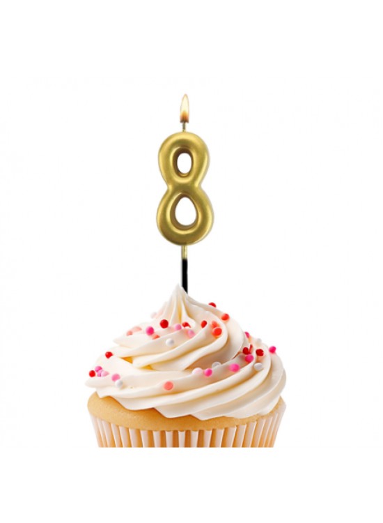 Kikajoy Rakam Mum 7cm Altın 8 Kikajoy Rakam Mum 7cm Altın 8