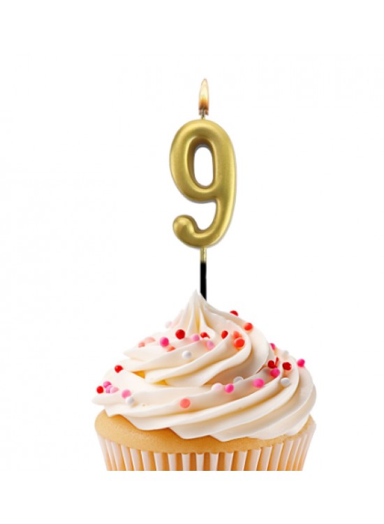 Kikajoy Rakam Mum 7cm Altın 9 Kikajoy Rakam Mum 7cm Altın 9