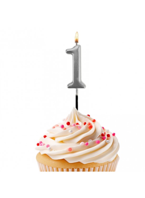 Kikajoy Rakam Mum 7cm Gümüş 1