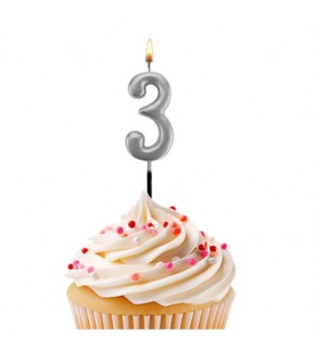 Kikajoy Rakam Mum 7cm Gümüş 3