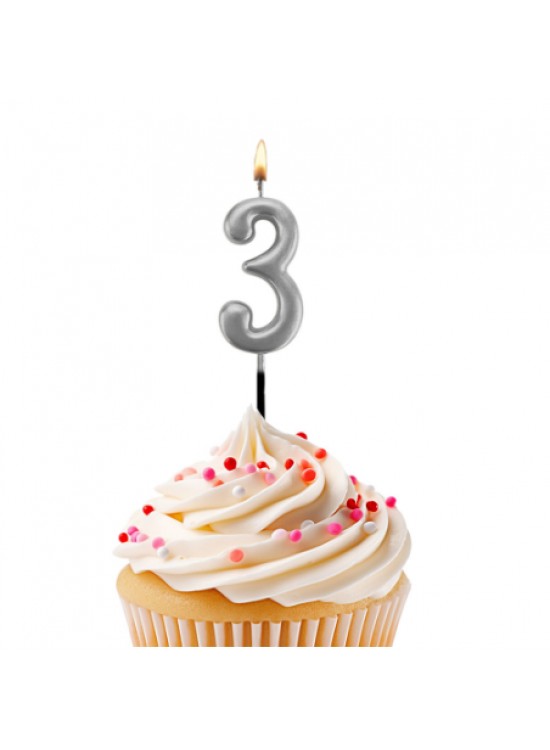 Kikajoy Rakam Mum 7cm Gümüş 3