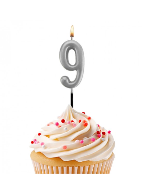 Kikajoy Rakam Mum 7cm Gümüş 9
