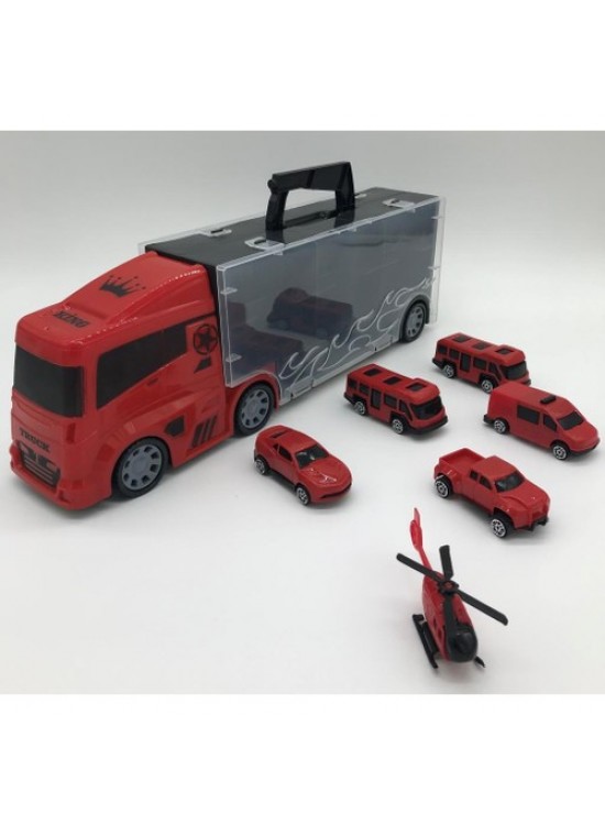 King Kids 6 Mini Araç ve Taşıyıcı Kamyon Kırmızı LAL 2016