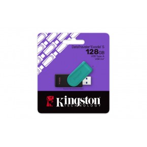 Kingston DTXS-128GB 128GB Portable USB 3.2 Gen1 DataTraveler ExodiaS (Black-Turquoise) Flash Bellek