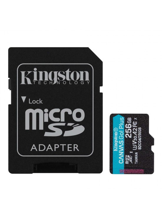Kingston SDCG4-256GB 256GB microSDXC Canvas Go Plus Gen4 200MB-s A2 U3 V30 Card + ADP Hafıza Kartı