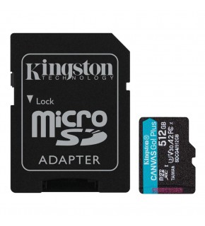 Kingston SDCG4-512GB 512GB microSDXC Canvas Go Plus Gen4 200MB-s A2 U3 V30 Card + ADP Hafıza Kartı