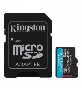 Kingston SDCG4-64GB 64GB microSDXC Canvas Go Plus Gen4 200MB-s A2 U3 V30 Card + ADP Hafıza Kartı