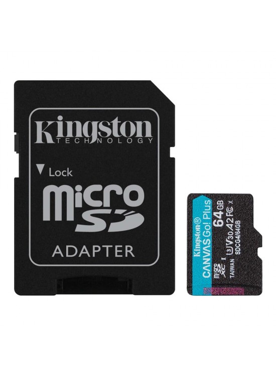 Kingston SDCG4-64GB 64GB microSDXC Canvas Go Plus Gen4 200MB-s A2 U3 V30 Card + ADP Hafıza Kartı Kingston SDCG4-64GB 64GB microSDXC Canvas Go Plus Gen4 200MB-s A2 U3 V30 Card + ADP Hafıza Kartı