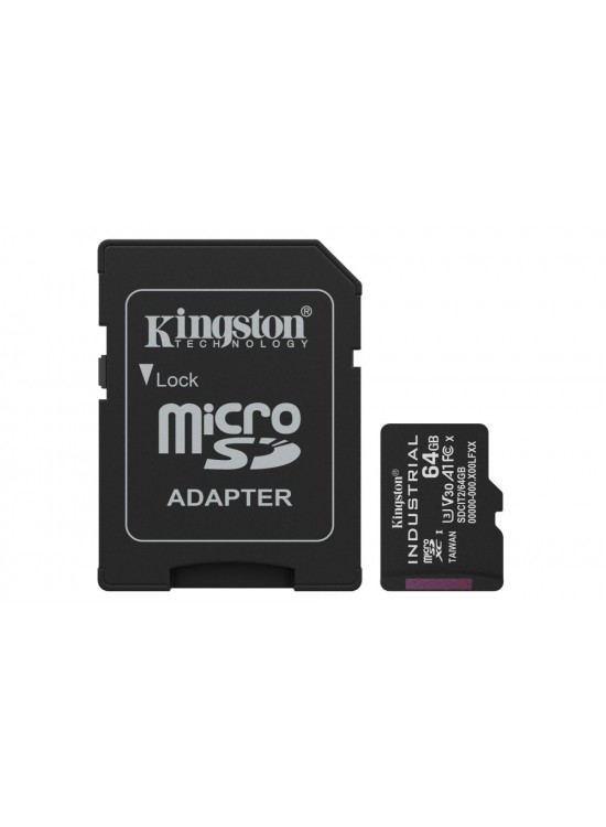 Kingston SDCIT2-64GB 64GB microSDXC Industrial C10 A1 pSLC Card + SD Adapter Hafıza Kartı