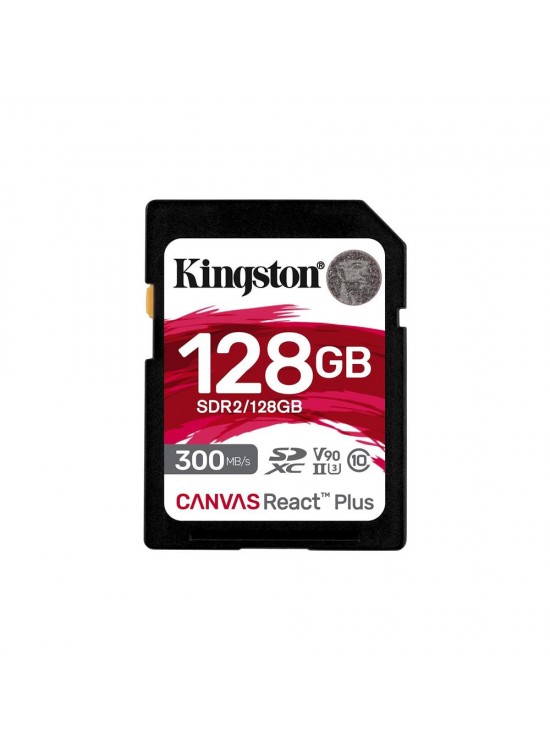Kingston SDR2-128GB Canvas React Plus SDXC UHS-II 300R-260W U3 V90 for Full HD-4K-8K Hafıza Kartı Kingston SDR2-128GB Canvas React Plus SDXC UHS-II 300R-260W U3 V90 for Full HD-4K-8K Hafıza Kartı