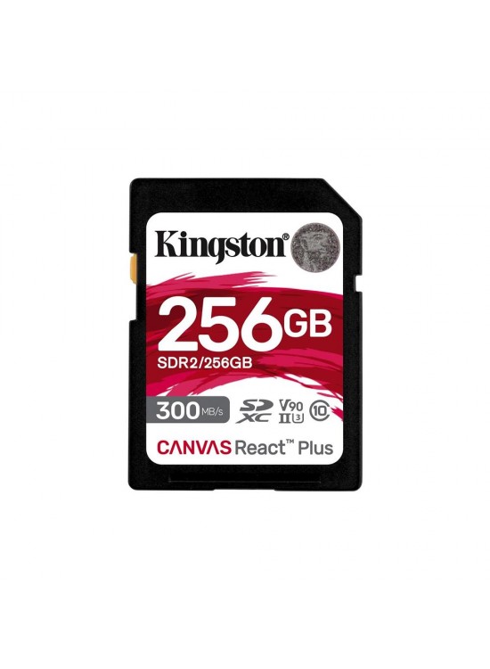 Kingston SDR2-256GB Canvas React Plus SDXC UHS-II 300R-260W U3 V90 for Full HD-4K-8K Hafıza Kartı