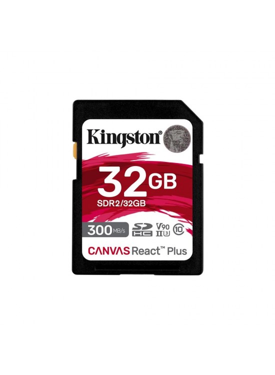 Kingston SDR2-32GB Canvas React Plus SDHC UHS-II 300R-260W U3 V90 for Full HD-4K-8K Hafıza Kartı