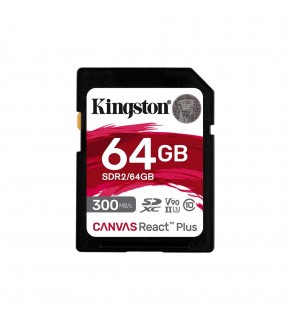 Kingston SDR2-64GB Canvas React Plus SDXC UHS-II 300R-260W U3 V90 for Full HD-4K-8K Hafıza Kartı