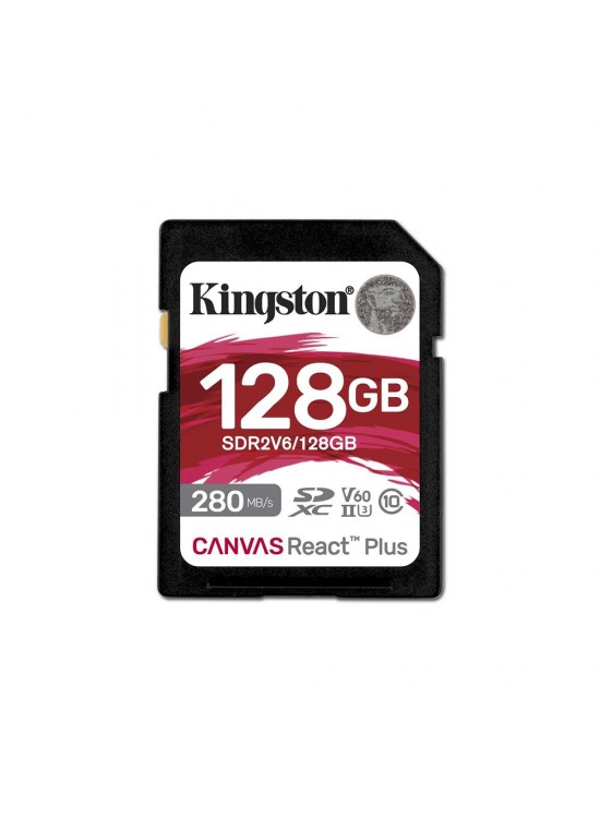 Kingston SDR2V6-128GB Canvas React Plus SDXC UHS-II 280R-100W U3 V60 for Full HD-4K SD Hafıza Kartı