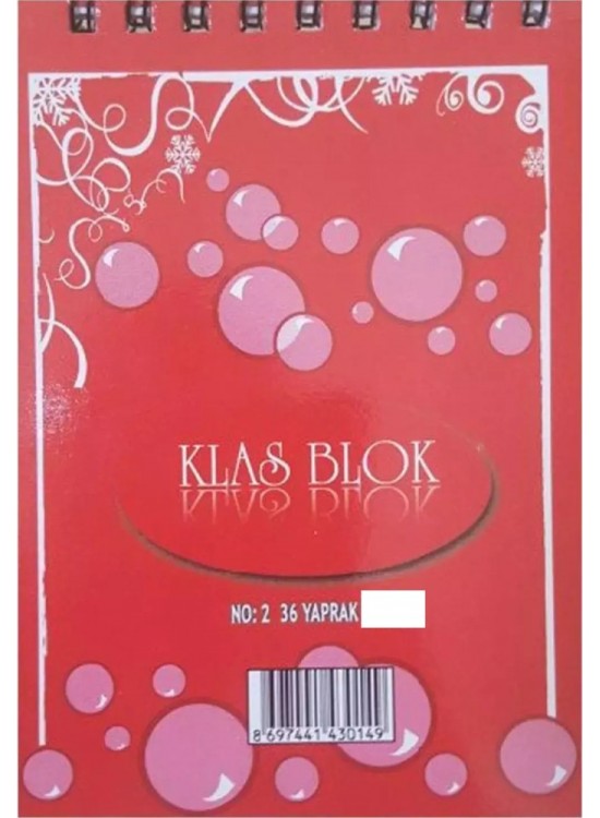 Klas Bloknot Spiralli Çizgili No:2 36 Yaprak (1 Adet) Klas Bloknot Spiralli Çizgili No:2 36 Yaprak (1 Adet)