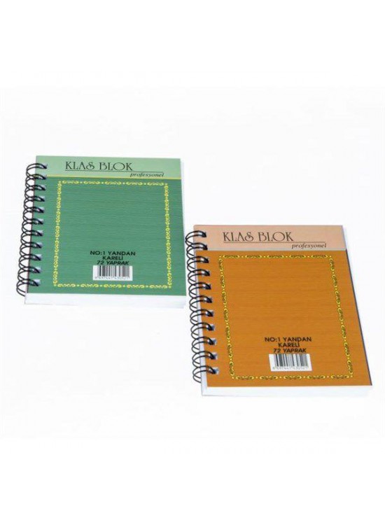 Klas Bloknot Spiralli Yandan Çizgili No:2 72 Yaprak (1 Adet)