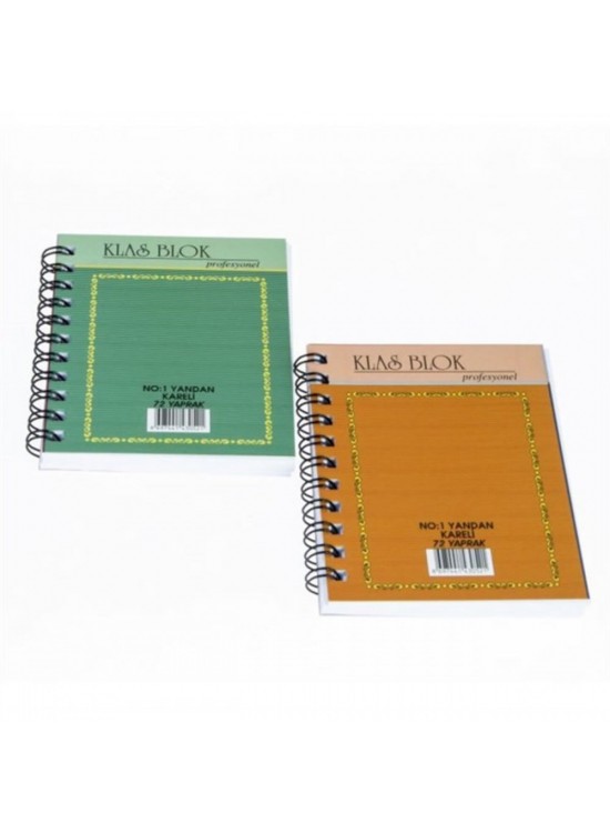 Klas Bloknot Spiralli Yandan Kareli No:1 72 Yaprak (1 Adet)