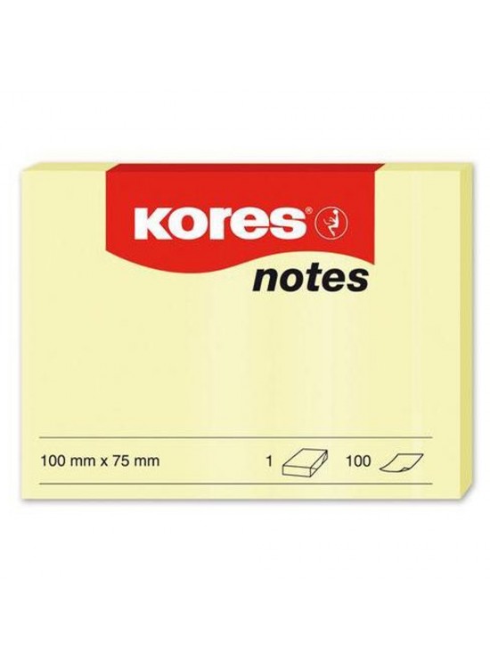 Kores Yapışkanlı Not Kağıdı Sarı 100x75 MM 100 Syf  46100 (1 Adet)