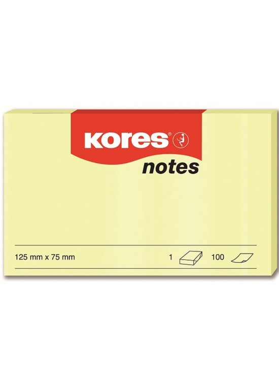 Kores Yapışkanlı Not Kağıdı Sarı 125x75 MM 100 Syf 46125 (1 Adet)
