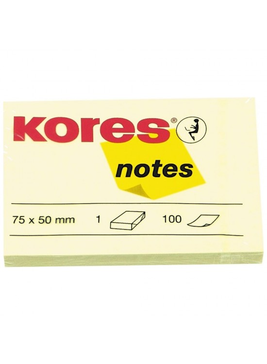 Kores Yapışkanlı Not Kağıdı Sarı 75x50 MM 100 Syf 46057 (1 Adet)