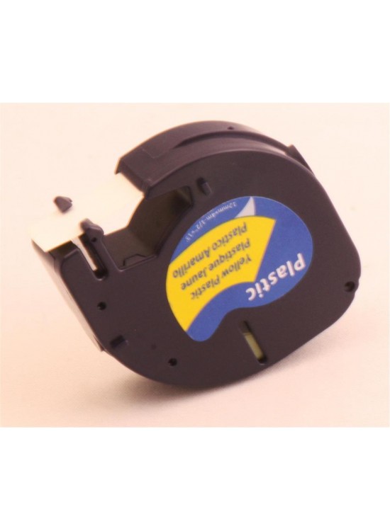 Krt-Muadil 12 mm  Sarı Üzerine Siyah Plastik  4 Metre