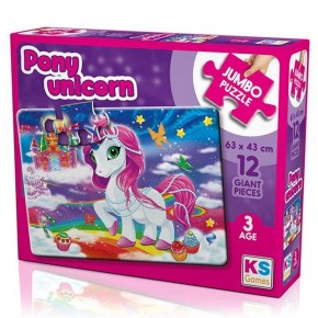 Ks Games Puzzle 12 Parça Pony Unicorn Jumbo JP 31007