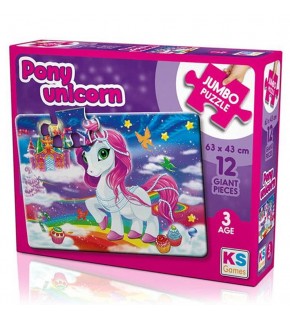 Ks Games Puzzle 12 Parça Pony Unicorn Jumbo JP 31007