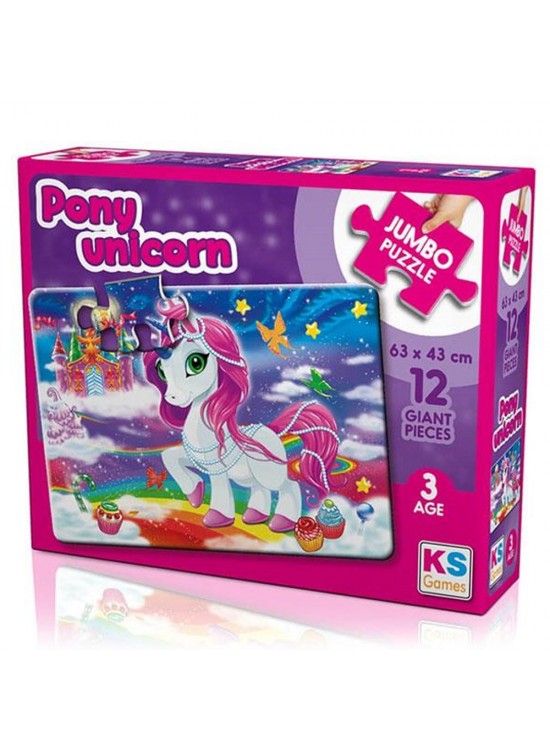 Ks Games Puzzle 12 Parça Pony Unicorn Jumbo JP 31007