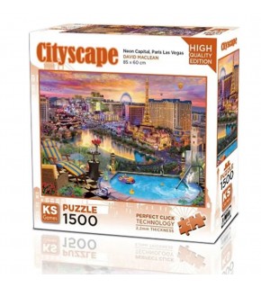 Ks Games Puzzle 1500 Parça Neon Capital Paris Las Vegas 22038