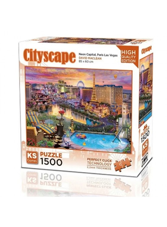 Ks Games Puzzle 1500 Parça Neon Capital Paris Las Vegas 22038