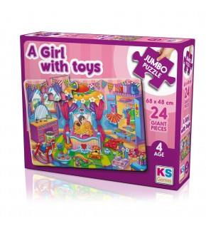 Ks Games Puzzle 24 Parça A Girl With Toys Jumbo Puzzle JP 31010