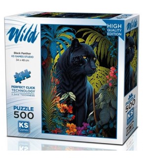 Ks Games Puzzle 500 Black Panther With A Tropical 20071