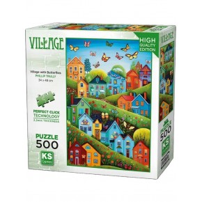 Ks Games Puzzle 500 Village Tith Butterflies 20079