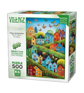 Ks Games Puzzle 500 Village Tith Butterflies 20079
