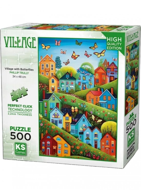 Ks Games Puzzle 500 Village Tith Butterflies 20079