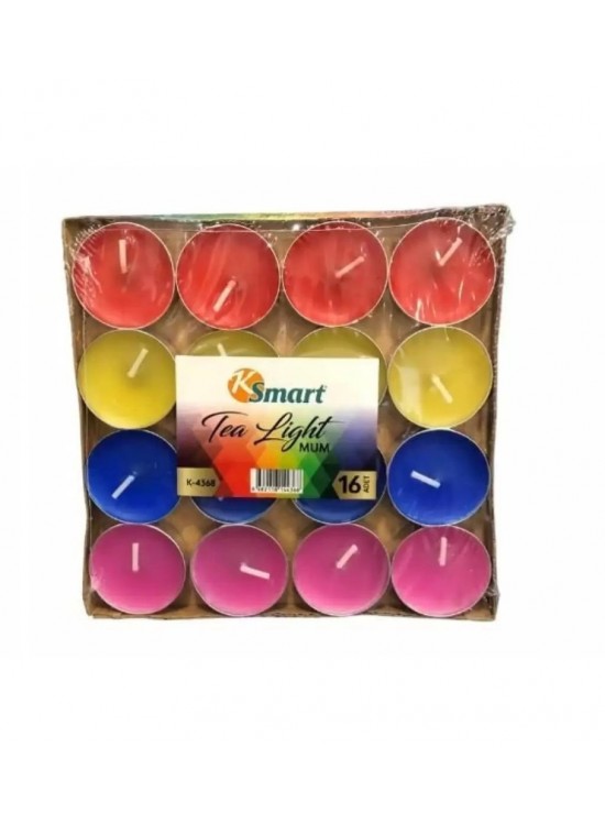 Ksmart Tealight Mum Karışık Renk 16 lı K-4368 Ksmart Tealight Mum Karışık Renk 16 lı K-4368