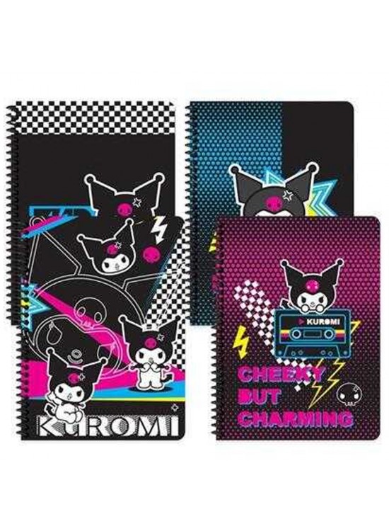 Kuromi Defter Spiralli Karton Kapak 16,5x22,5 80 YP Çizgili 380631-12