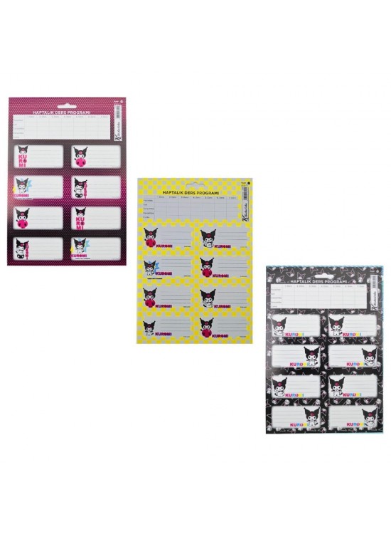 Kuromi Ders Programlı Etiket 3 Lü 220130-12 Kuromi Ders Programlı Etiket 3 Lü 220130-12