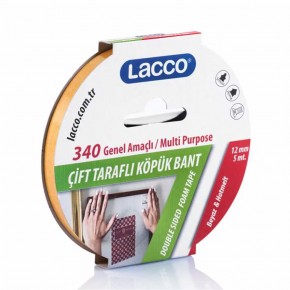 Lacco Çift Taraflı Köpük Bant 12Mmx5M  340