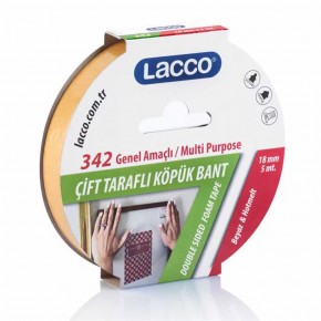 Lacco Çift Taraflı Köpük Bant 18Mmx5M  342