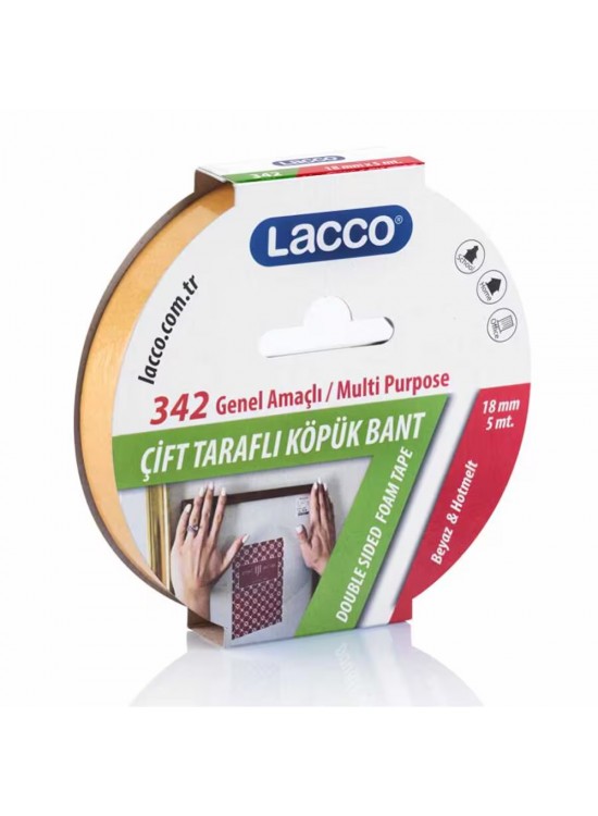 Lacco Çift Taraflı Köpük Bant 18Mmx5M  342