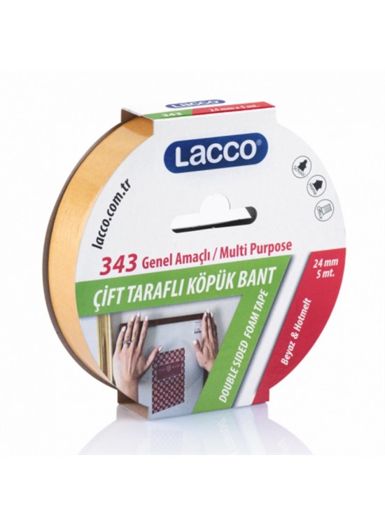 Lacco Çift Taraflı Köpük Bant 24Mmx5M 343