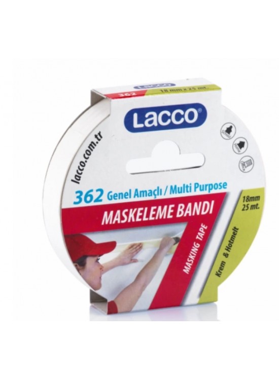 Lacco Maskeleme Bandı 18Mmx25M 362 Lacco Maskeleme Bandı 18Mmx25M 362