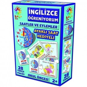 Laço Kids Puzzle İngilizce Saatler ve Eylemler 28 Parça