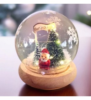 Ledli Cam Küre Merry Christmas Karlı - Süs Eşya