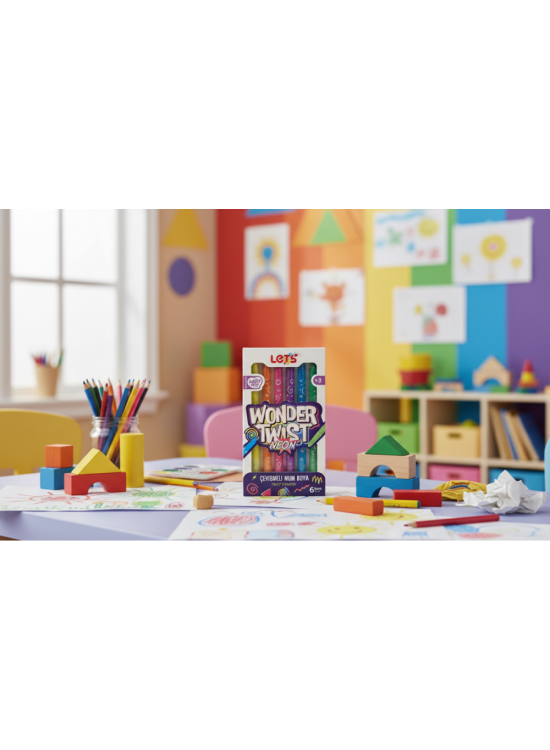 Lets 6 Renk Wonder Twist Neon Çevirmeli Mum Boya Y