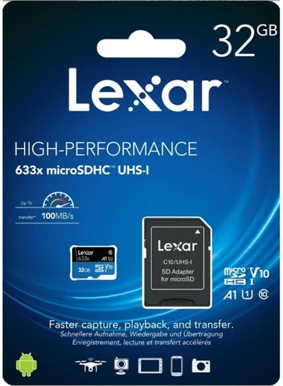 Lexar 32GB A1 V10 U1 Hafıza Kartı + Adaptör Lexar 32GB A1 V10 U1 Hafıza Kartı + Adaptör