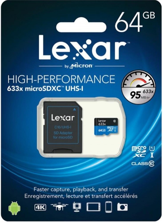 Lexar 64GB C10 A1 V30 U3 Hafıza Kartı + Adaptör Lexar 64GB C10 A1 V30 U3 Hafıza Kartı + Adaptör