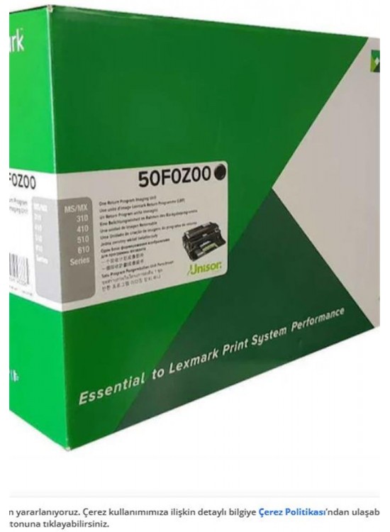 Lexmark 50F0Z00 (500Z) 60.000 Sayfa Drum MS310-312-315-317-410-415-417-510-610 MX317-410-510-511-611 Lexmark 50F0Z00 (500Z) 60.000 Sayfa Drum MS310-312-315-317-410-415-417-510-610 MX317-410-510-511-611